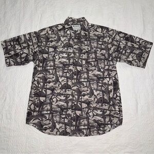 Columbia Sportswear Company Men's Fish Shirt 100% Cotton Medium Trout Bass